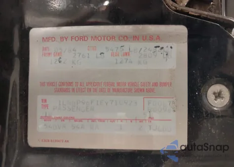 1984 Lincoln Town Car из США, поврежденный, VIN 1LNBP96F1EY710923